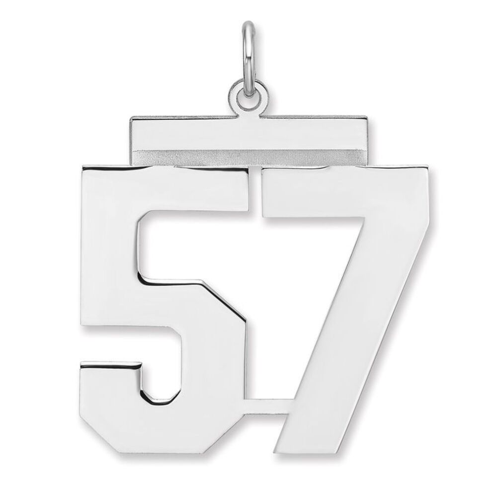 Sterling Silver, Athletic Collection, XL Polished Number 57 Pendant